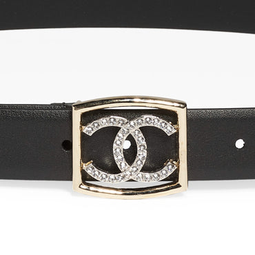 Calfskin/Mshlg/Mw/Strass Leather Woman Belt - Black