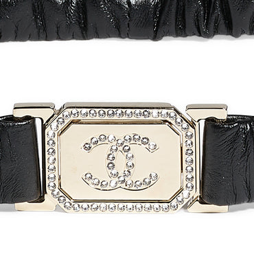 Lambskin/Mshlg/Strass Leather Woman Belt - Black