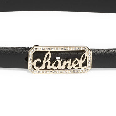 Calf/Mshlg/Glass/Strass Leather Woman Belt - Black