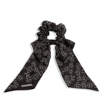 Silk Twill Scrunchie - Black/White