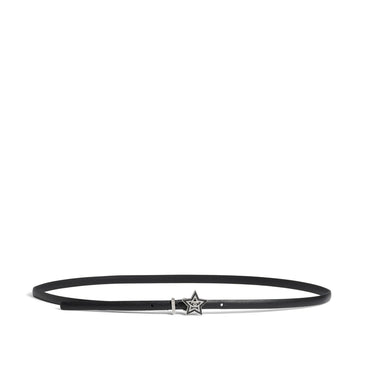 Calfskin/Mw/Strass Leather Woman Belt - Black