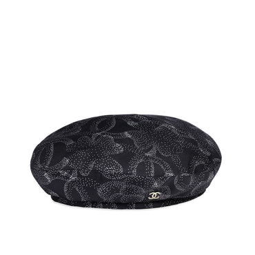 Silk Twill Beret - Black/White