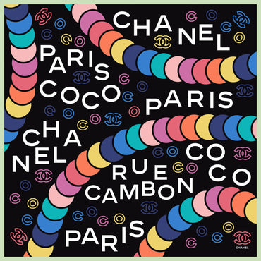 Silk Twill Square Scarf - Black/Multicolor