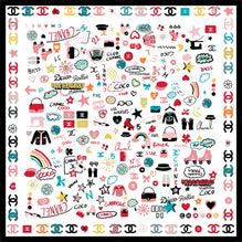 Silk Twill Bandana - Whi/Bck/Multico