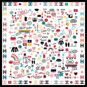 Silk Twill Bandana - Whi/Bck/Multico