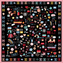 Silk Twill Bandana - Black/Pin/Multico