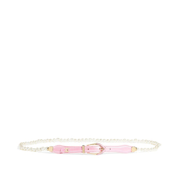 Lambskin/Glass/My Leather Woman Belt - L Pink/Pearly Whi