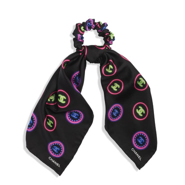Silk Twill Scrunchie - Black/Multicolor