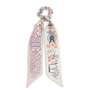 Silk Twill Scrunchie - Ecru/Light Pink