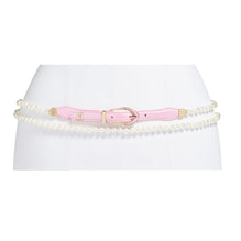 Lambskin/Glass/My Leather Woman Belt - L Pink/Pearly Whi