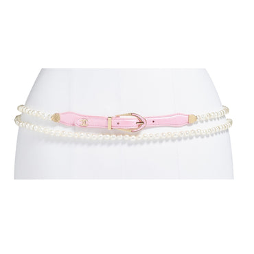 Lambskin/Glass/My Leather Woman Belt - L Pink/Pearly Whi