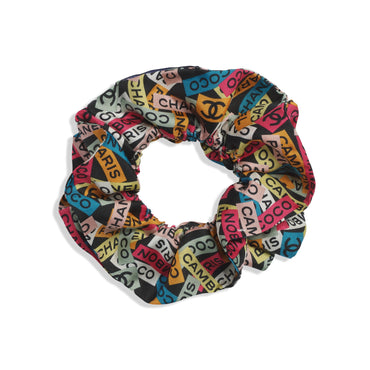 Silk Twill Scrunchie - Black/Multicolor