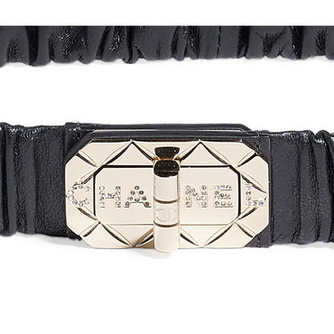 Lambskin/Mshlg/Strass Leather Woman Belt - Black