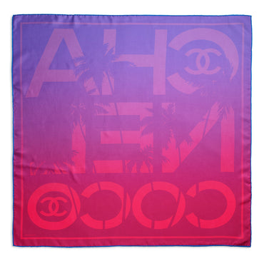 Silk Twill Square Scarf - Navy/Orange