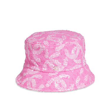 Silk Jacquard Cloche Hat - Pink/White