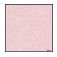 Silk Twill Square Scarf - Light Pink/Navy Blue