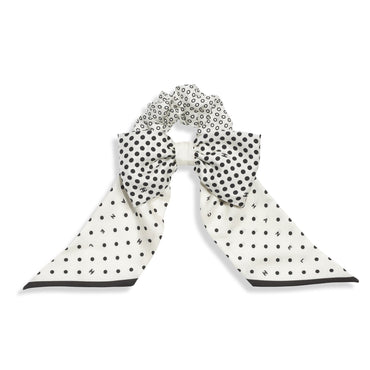 Silk Twill Scrunchie - White/Black