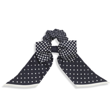 Silk Twill Scrunchie - Navy/White