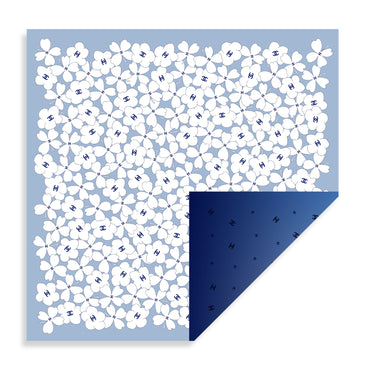 Silk Twill Square Scarf - Lht Blu/Whi/Drk Blu