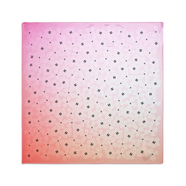 Silk Twill Square Scarf - Pink/White/Orange