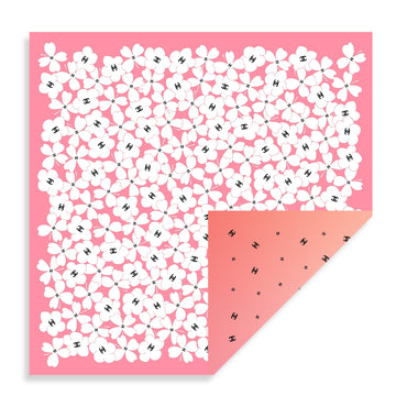Silk Twill Square Scarf - Pink/White/Orange
