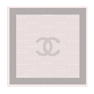 Cotton/Silk Square Scarf - Light Pink/Black