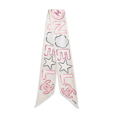 Jacq Silk Twill Slim Bandeau - Ecru/Multi
