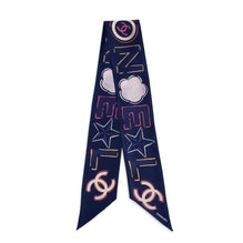 Jacq Silk Twill Slim Bandeau - Navy/Multi