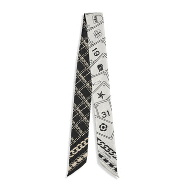 Silk Twill Slim Bandeau - Ecru/Black