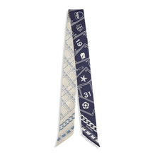 Silk Twill Slim Bandeau - Navy/Lht Beige