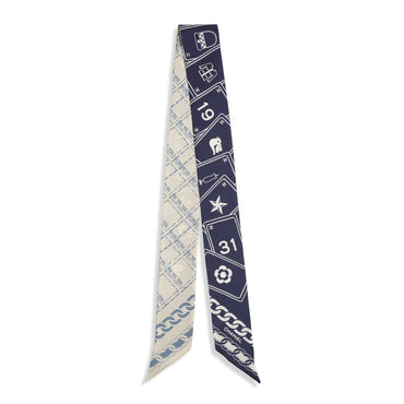 Silk Twill Slim Bandeau - Navy/Lht Beige
