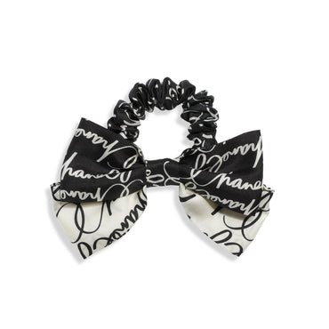 Silk Twill Scrunchie - Black/White