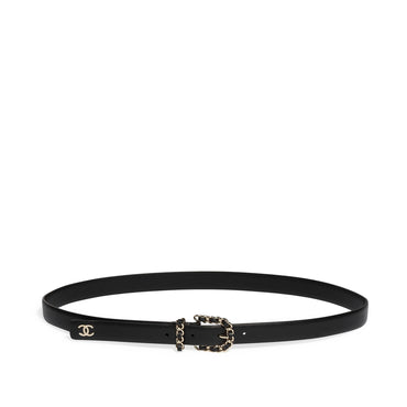Calfskin/Mshlg/Lambskin Leather Woman Belt - Black