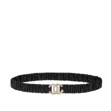 Lambskin/Mshlg/Stra/Glass Leather Woman Belt - Black