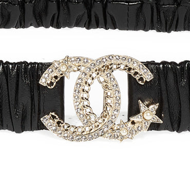 Lambskin/Mshlg/Stra/Glass Leather Woman Belt - Black
