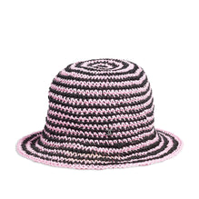 Straw Cloche Hat - Pink/Black