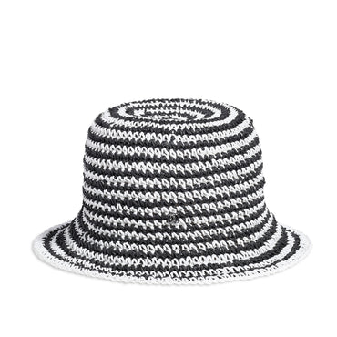 Straw Cloche Hat - White/Black