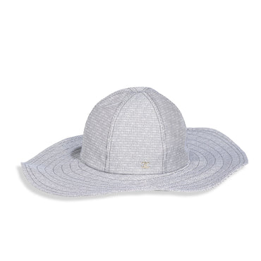 Cotton Wide-Brimmed Hat - Navy/White