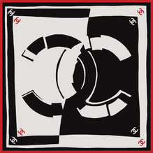Silk Twill Square Scarf - Black/Red