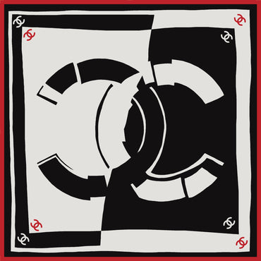Silk Twill Square Scarf - Black/Red