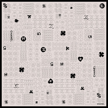 Silk Twill Square Scarf - Light Pink/Black