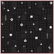 Silk Twill Square Scarf - Black/Pink