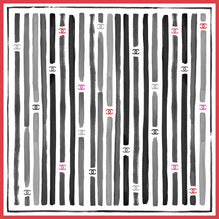 Silk Twill Square Scarf - Grey/Coral