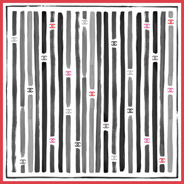 Silk Twill Square Scarf - Grey/Coral