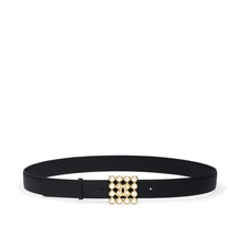 Calfskin/Metal/Glass Leather Woman Belt - Bck/Goldn/Prly Wh