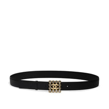 Cal/Metal/Glass Leather Woman Belt - Bck/Golden/Transp