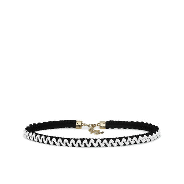 Braid/Metal Fancy Belt - Black/White/Golden