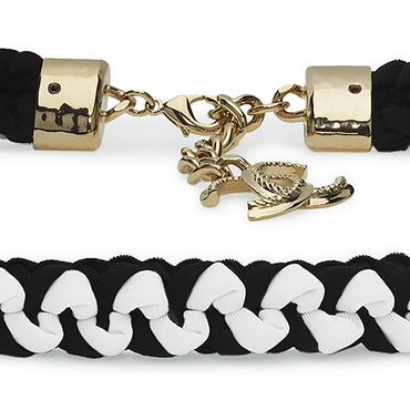 Braid/Metal Fancy Belt - Black/White/Golden