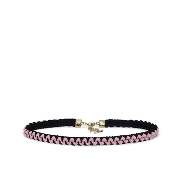 Braid/Metal Fancy Belt - Black/Pink/Golden