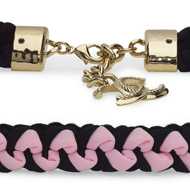 Braid/Metal Fancy Belt - Black/Pink/Golden